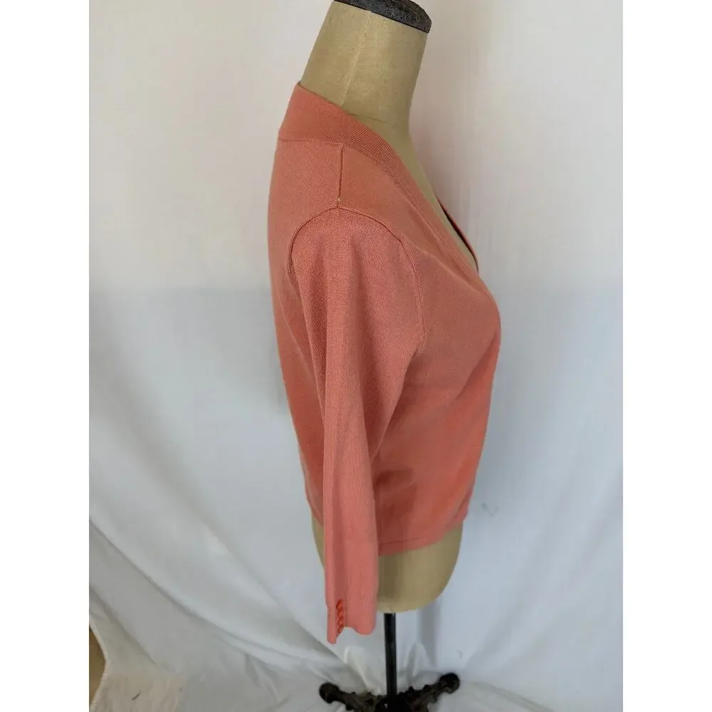 NWT Soya Concept Terra Cotta / Salmon Cropped Cardigan Sweater Size XXL #0514